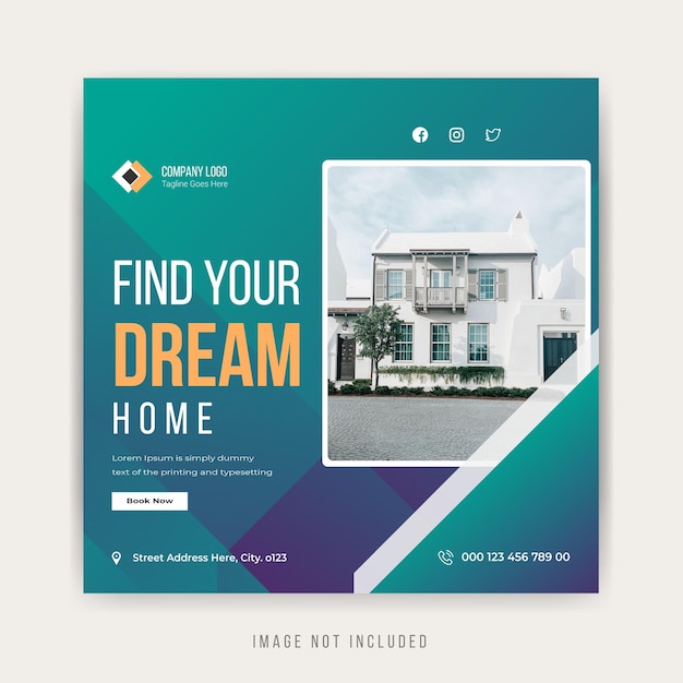 Find your dream home for sale social media post template design premium vector