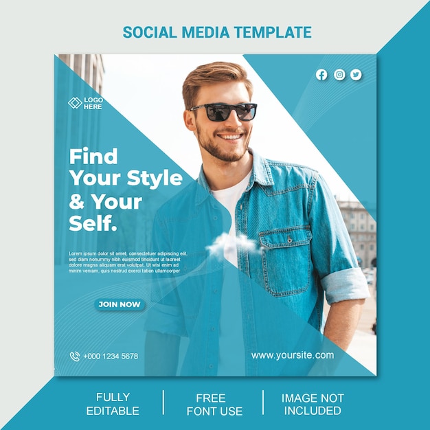 Vector find your style and your self social media design template