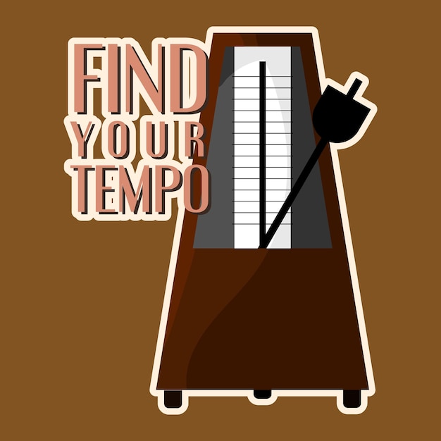 Vector find your tempo metronome vector sticker illustration