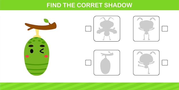 Finding the correct shadow of cute animal,education page game for kindergarten and preschool