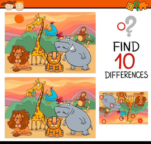 finding differences game cartoon