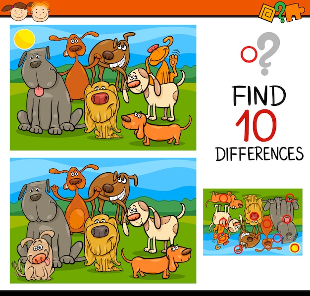 Vector finding differences game cartoon