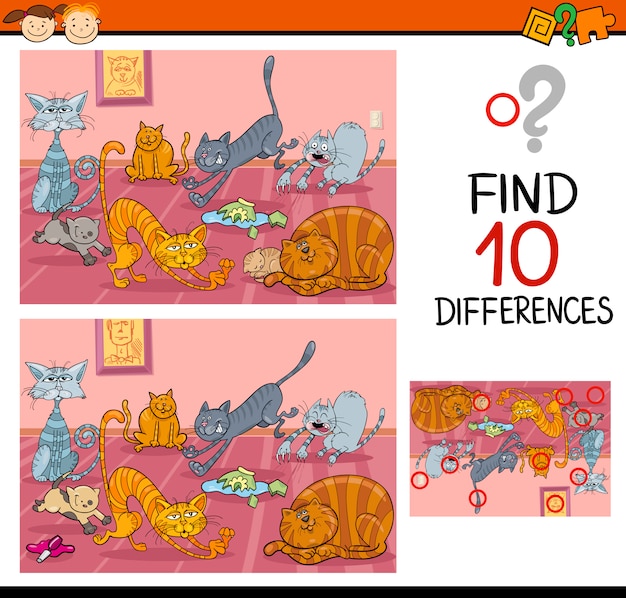 Vector finding differences game cartoon