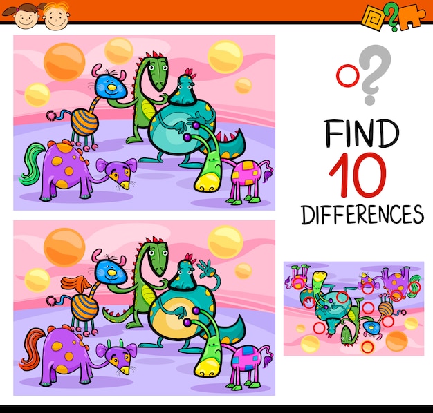 Vector finding differences game cartoon