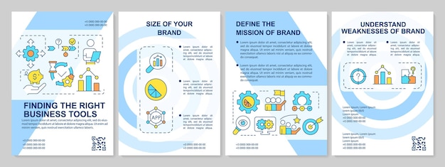 Finding right business tools blue brochure template