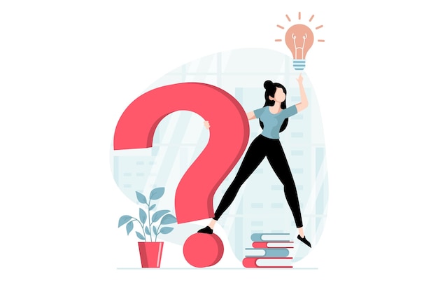finding solution concept with people scene in flat design woman generates new ideas and brainstorming creates solutions and solves problem vector illustration with character situation for web