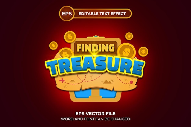 Finding treasure editable text effect template Finding treasure logo game