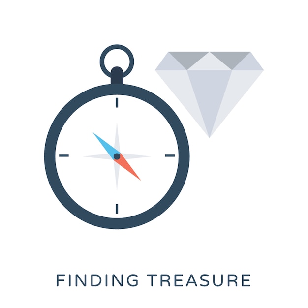 Vettore finding treasure flat vector icon