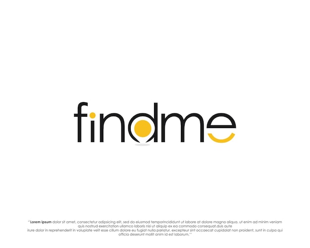 Findme word-logo met een vergrootspeldpictogram