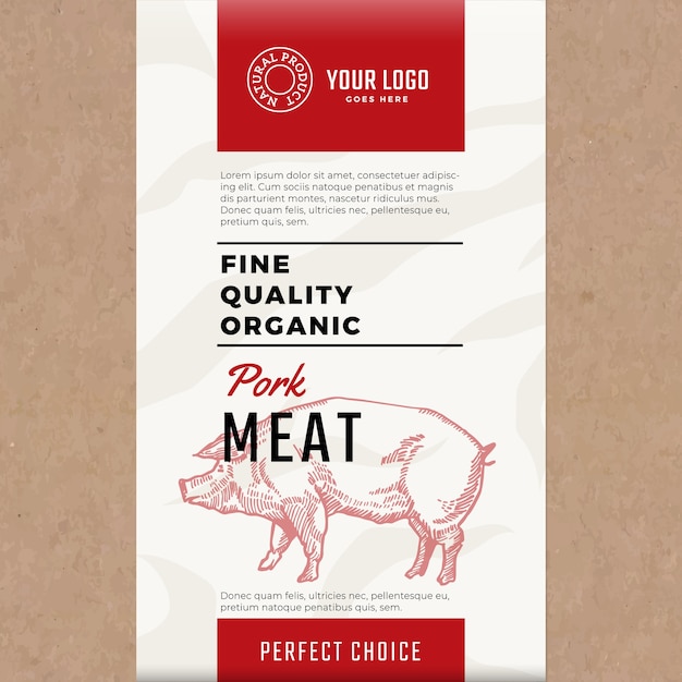 Vector fine quality organic pork. abstract  meat packaging  or label.