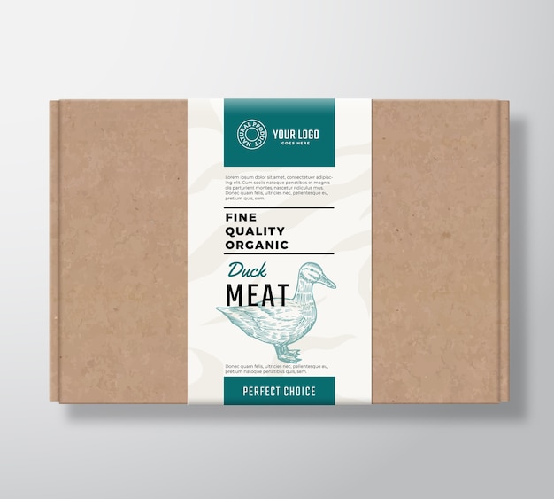 Vector fine quality organic poultry craft cardboard box.