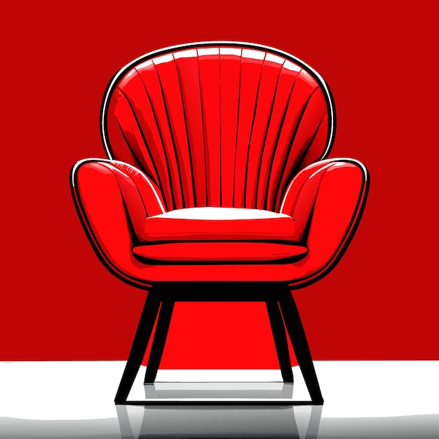 Vector finely detailed red armchair vector illustration flat