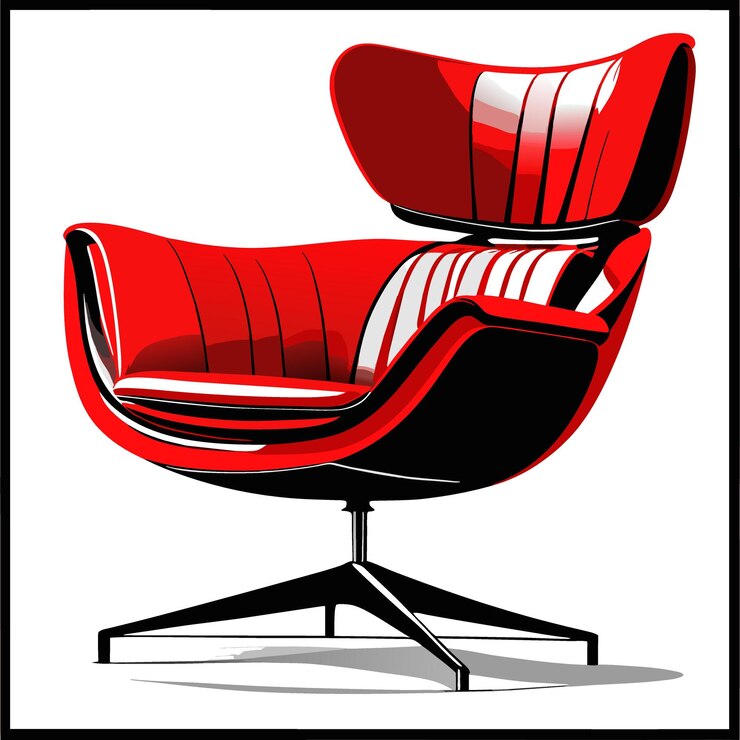 Vector finely detailed red armchair vector illustration flat
