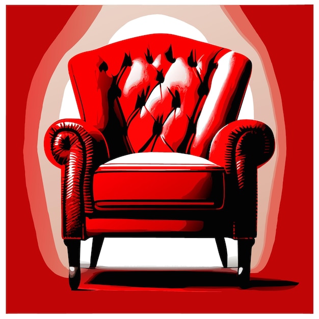 Finely detailed red armchair vector illustration flat