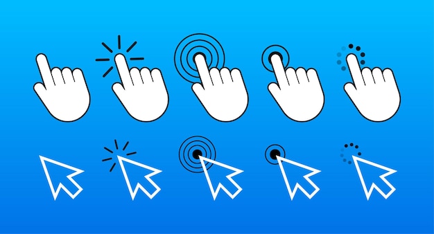Значок щелчка пальцем вектор значок щелчка руки нажмите сенсорный экран векторные иллюстрации