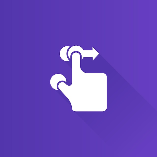 Finger gesture flat color icon long shadow vector illustration