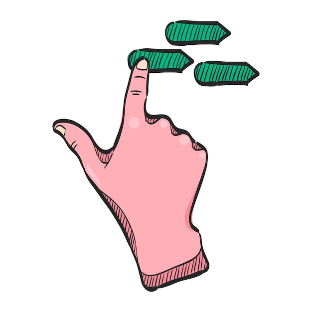 Vector finger gesture icon in hand drawn color vector illustration