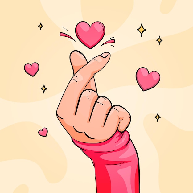 Vector finger heart hand-drawn