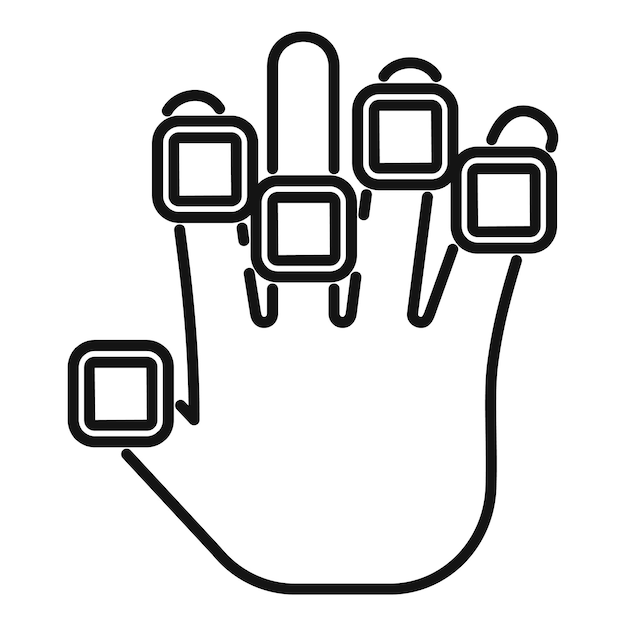 Finger palm scanning icon outline vector verificatie code