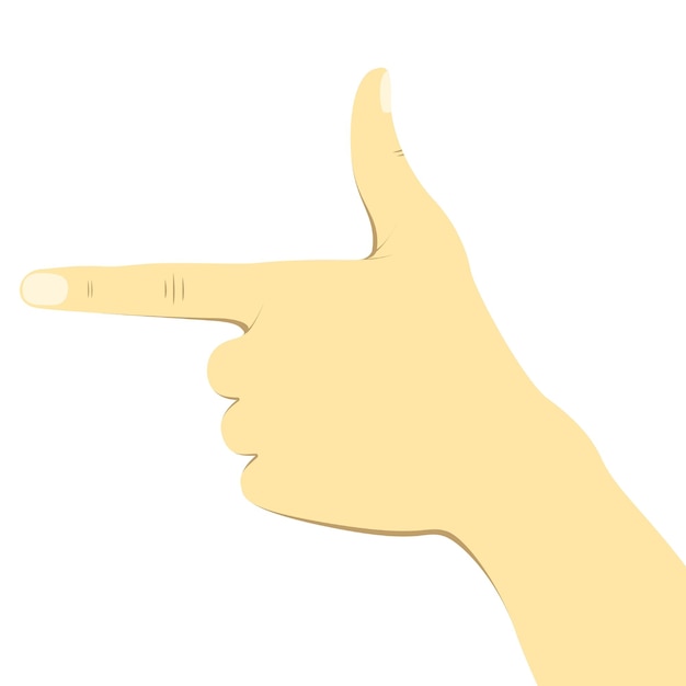 Finger pointing. Hand pointing finger side in vector illustration