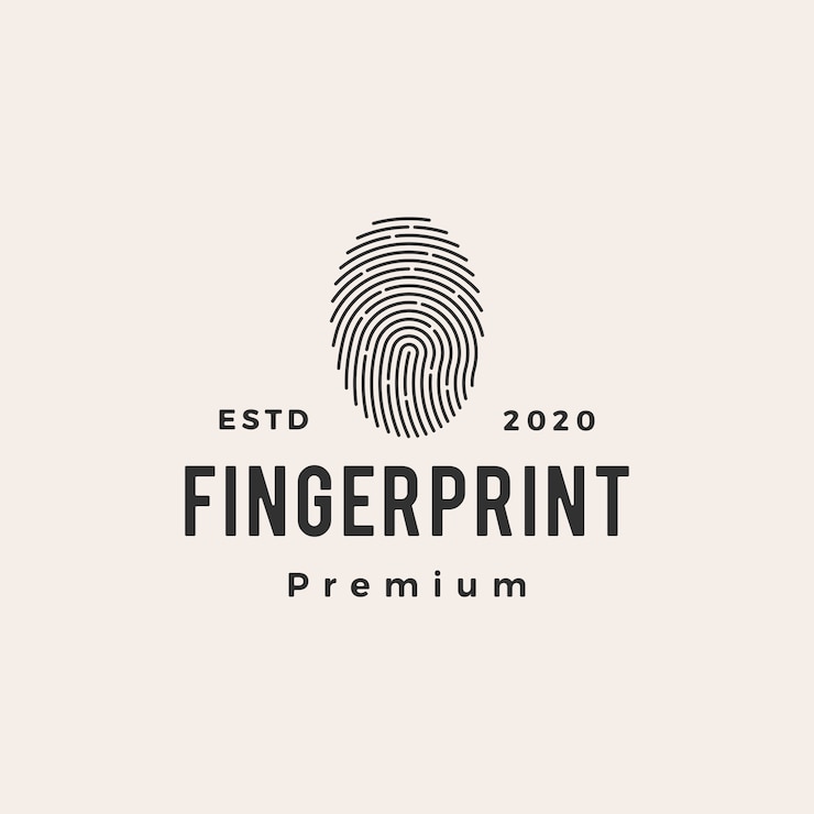 Vector finger print hipster vintage logo  icon illustration