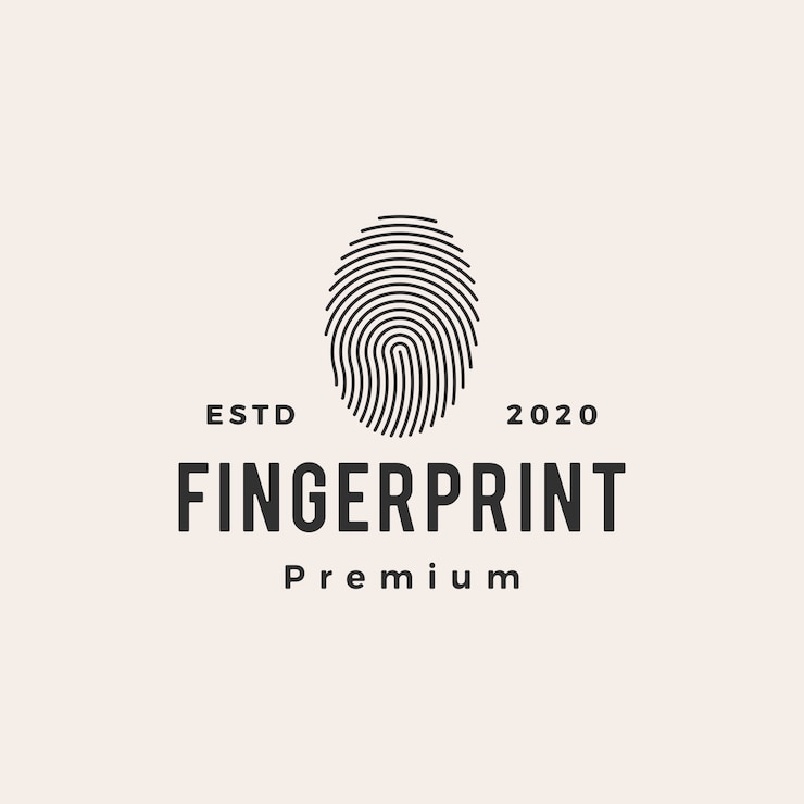 Vector finger print  vintage logo  icon illustration