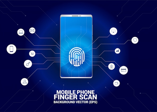 Vector finger scan access on mobile phone screen