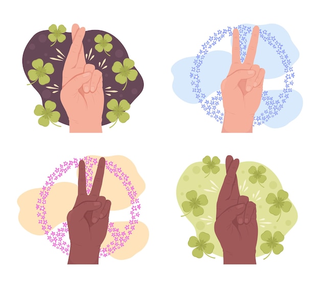 Vector finger symbols 2d vector isolated illustration set