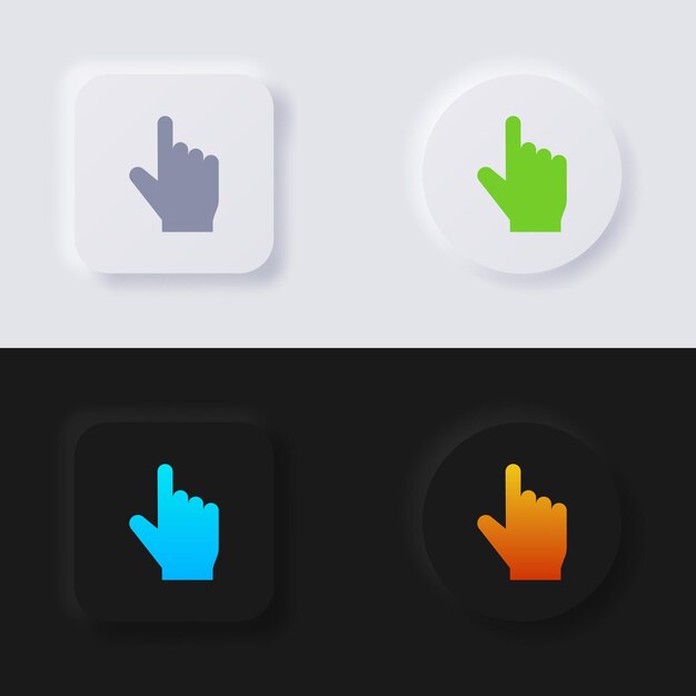 Finger touch button icon set Multicolor neumorphism button soft UI Design for Web design Application UI and more Button Vector