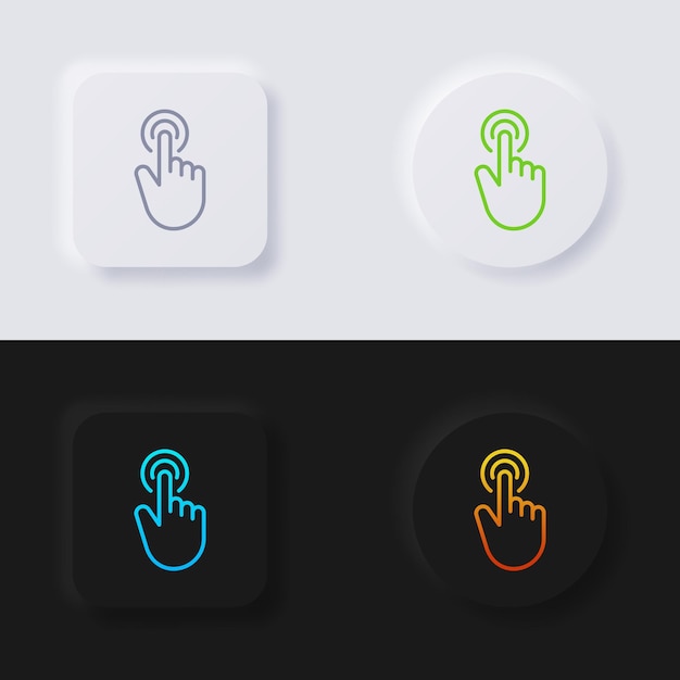 Finger touch icon set Multicolor neumorphism button soft UI Design for Web design Application UI and more Button Vector