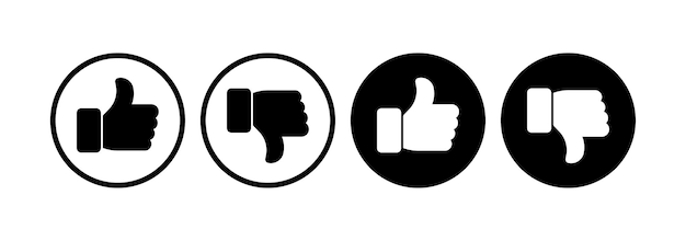 Vector finger up and down icons silhouette black thumbs up icons thumbs down in a circle vector icons