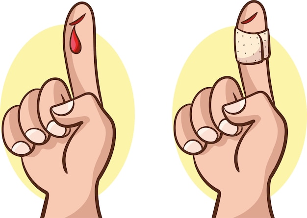 Premium Vector | Finger with cut and bandages vector illustration
