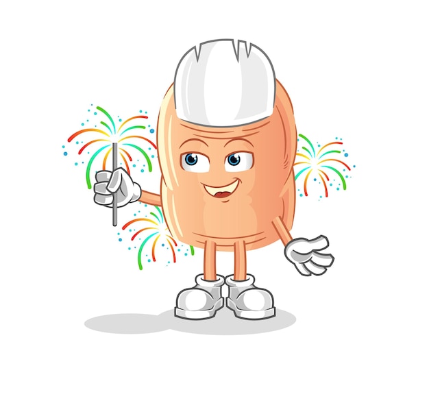 Finger with fireworks mascot cartoon vector