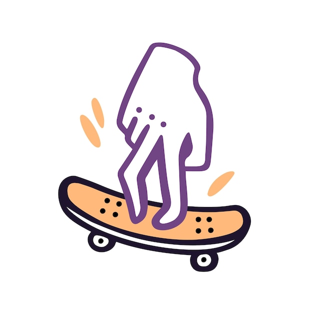 Рука пальца на небольшом скейтборде скейтбордистская молодежная культура схема векторного стиля