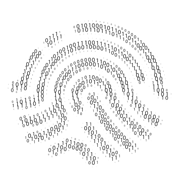 Fingerprint binary code. data access or verification. digital identification. vector illustration