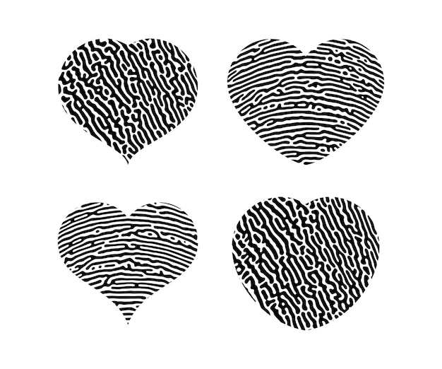 Vector fingerprint heart silhouette