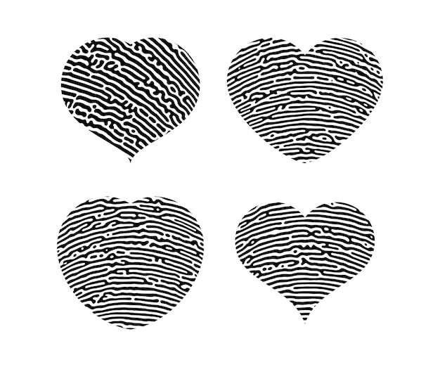 Vector fingerprint heart silhouette