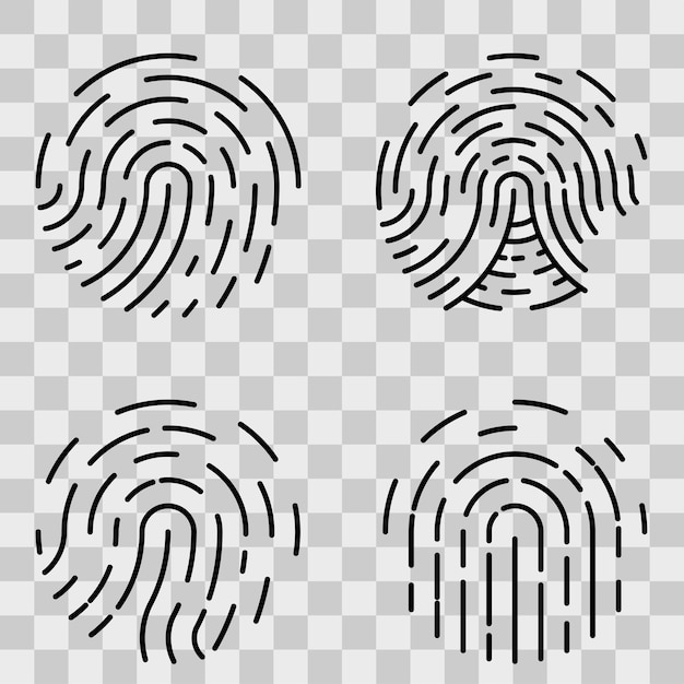 Fingerprint icon set Vector illustration Isolated on transparent background