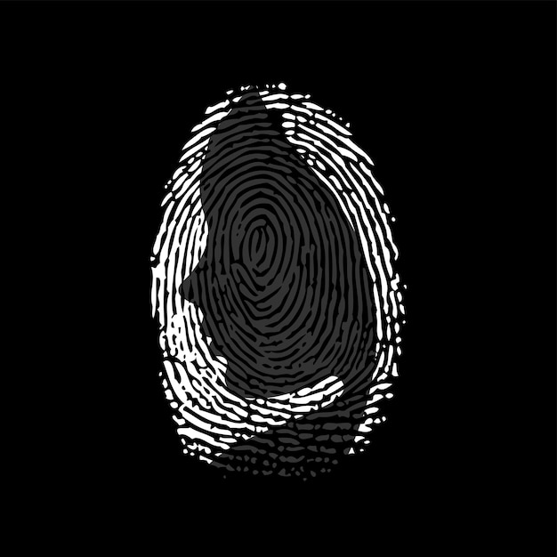 Vector fingerprint id woman black background