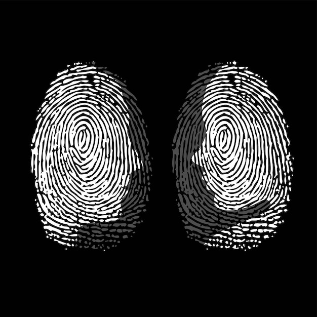 Fingerprint id woman and man black silhouettes