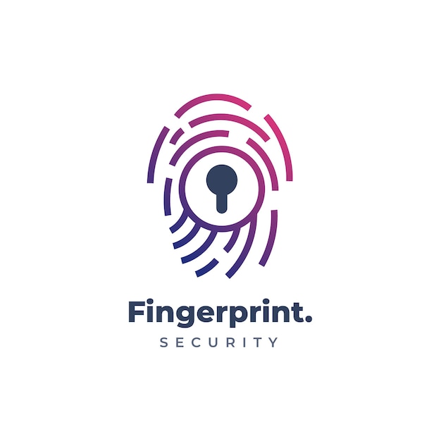 指紋ロックのロゴ アイコン。テクノロジー企業の Web セキュリティ用のログイン南京錠のモダンなデザイン