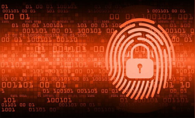 Rete di impronte digitali cyber sicurezza sfondo. lucchetto chiuso