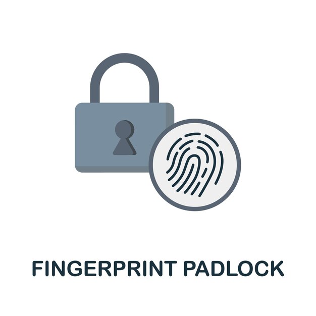 Vector fingerprint padlock flat icon colored sign from futurictic technology collection creative fingerprint padlock icon illustration for web design infographics and more