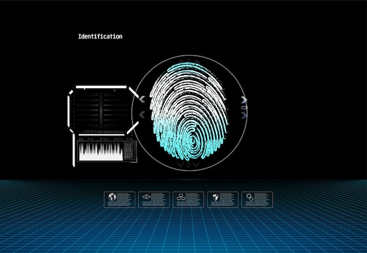 Vector fingerprint scan provides security access with biometrics identification