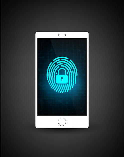 Vector fingerprint scanner mobile security.