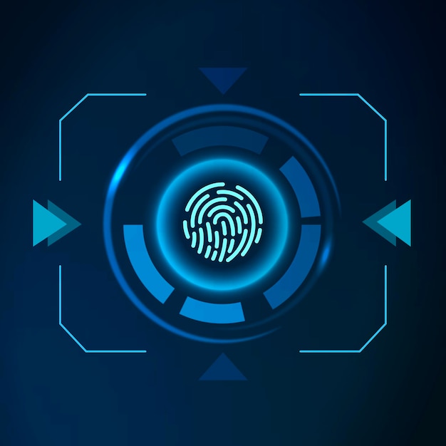 Vector fingerprint scanner safety technology icon vector