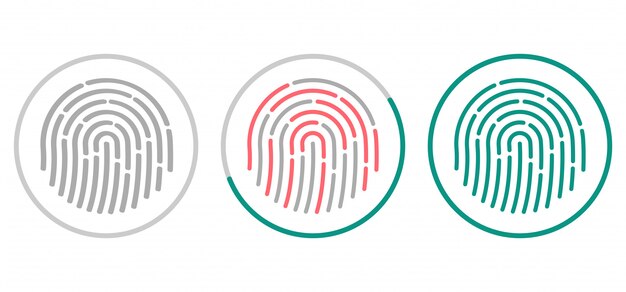 Vector fingerprint scanning icons