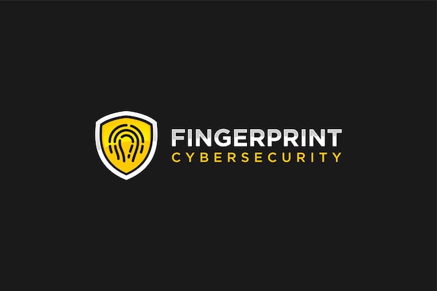 指紋セキュリティロゴデザインパスワード保護シールド最新の識別システム