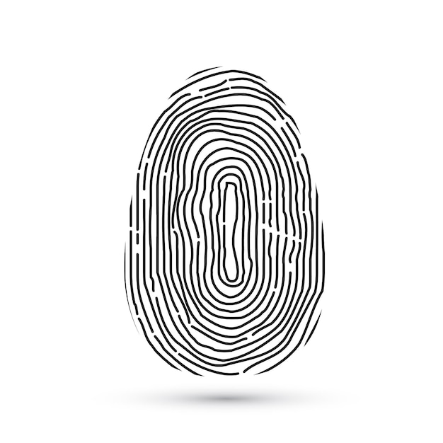 Fingerprint vector icon isolated on write with shadow Security access authorization system Electronic signature Biometric technology for person identity Black finger print Easy to edit template