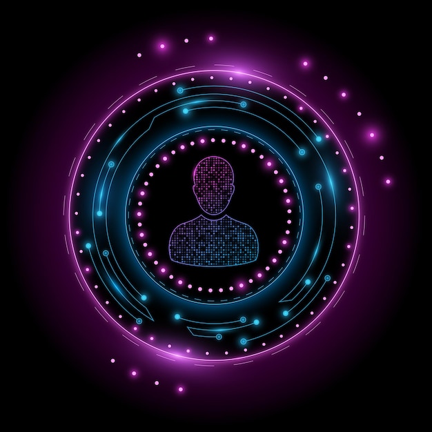 fingerprint verification with glowing scifi hud for user interface biometrics check storage of network user data ui and ux design vector illustration